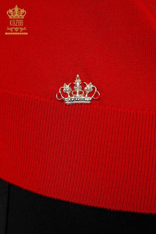 Venta al por mayor de Suéter de Punto para Mujer - Básico - Con Logo - Rojo - 30213 | kazee