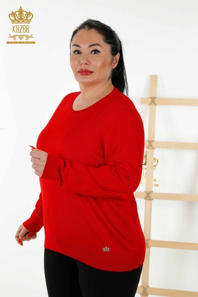 Venta al por mayor de Suéter de Punto para Mujer - Básico - Con Logo - Rojo - 30213 | kazee 