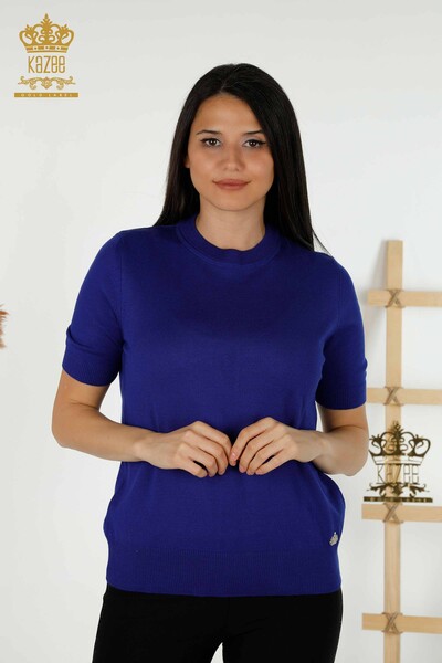 Venta al por mayor de Suéter de Punto para Mujer - Básico - Con Logo - Saks - 30254 | kazee - Thumbnail