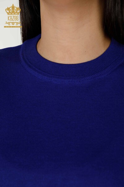 Venta al por mayor de Suéter de Punto para Mujer - Básico - Con Logo - Saks - 30254 | kazee - Thumbnail