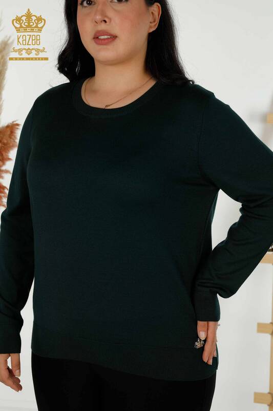 Venta al por mayor de Suéter de Punto para Mujer - Básico - Con Logo - Verde Oscuro - 30213 | kazee