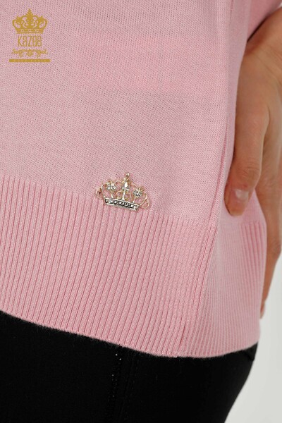 Venta al por mayor de Suéter de Punto para Mujer - Básico - Con Logo - Polvo - 30254 | kazee - Thumbnail