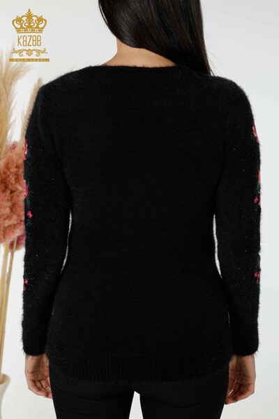 Venta al por mayor Suéter de punto para mujer con cuello redondo Negro - 18916 | kazee - Thumbnail