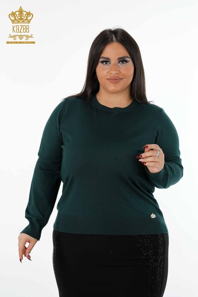 Venta al por mayor de prendas de punto para mujer, suéter con cuello redondo, logotipo básico - 16989 | kazee - Thumbnail