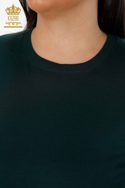 Venta al por mayor de prendas de punto para mujer, suéter con cuello redondo, logotipo básico - 16989 | kazee - Thumbnail
