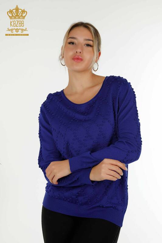 Venta al por mayor de prendas de punto para mujer, suéter con cuello redondo Saks - 16740 | kazee