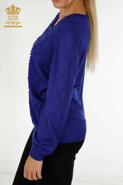 Venta al por mayor de prendas de punto para mujer, suéter con cuello redondo Saks - 16740 | kazee - Thumbnail
