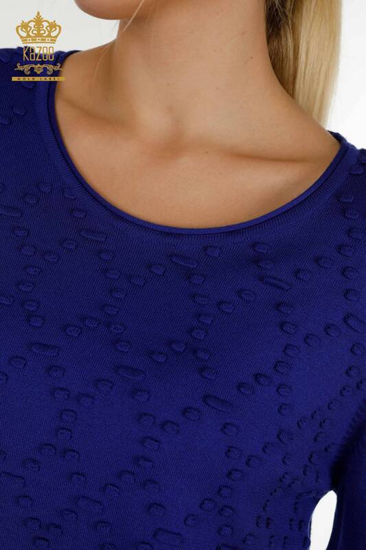 Venta al por mayor de prendas de punto para mujer, suéter con cuello redondo Saks - 16740 | kazee