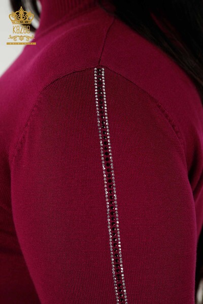 Venta al por mayor Suéter de Punto para Mujer con Estampado de Aves Púrpura - 16459 | kazee - 6