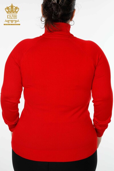 Venta al por mayor Suéter de punto para mujer con bordado de piedra rojo - 15279 | kazee - Thumbnail