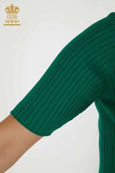 Venta al por mayor Suéter de punto para mujer - Detalle de botones - Verde - 30043 | kazee - Thumbnail
