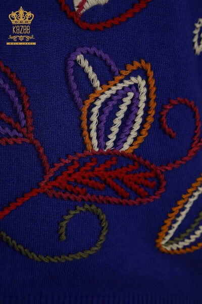 Venta al por mayor Suéter de punto para mujer Saks estampados coloridos - 15844 | kazee - Thumbnail