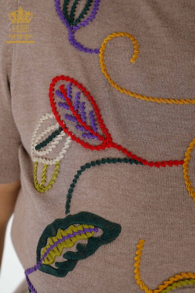 Venta al por mayor Suéter de punto para mujer con estampado colorido de visón - 15844 | kazee - Thumbnail