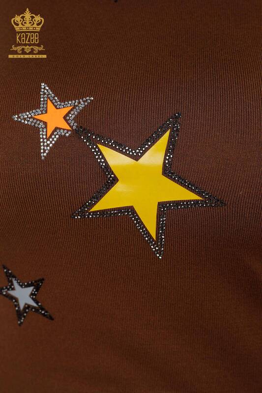 Venta al por mayor Suéter de punto para mujer con estampado de estrellas coloridas Taba - 15957 | kazee