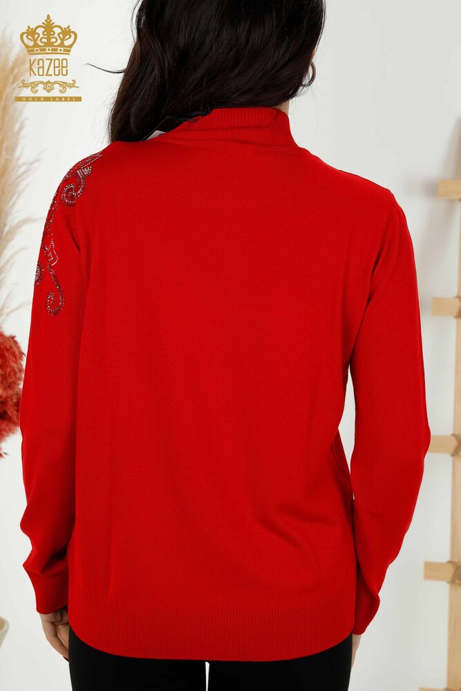 Venta al por mayor Suéter de punto para mujer Cristal Piedra bordada Rojo - 30013 | kazee - 8