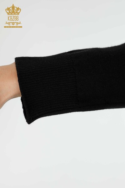 Venta al por mayor Suéter de Punto de Mujer Cuello Alto Básico Negro - 16663 | kazee - Thumbnail