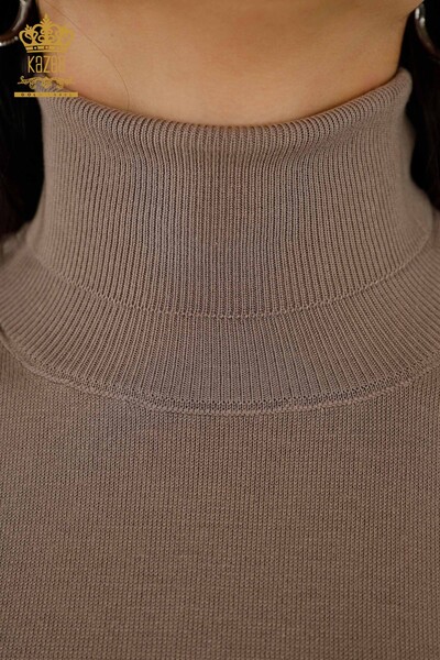 Venta al por mayor de punto para mujer - Cuello alto Básico Mink - 11122 | kazee - Thumbnail