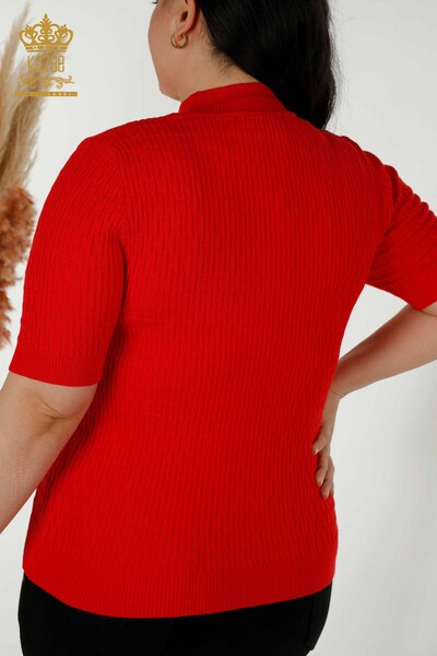 Venta al por mayor Suéter de punto para mujer - Cuello alto - Rojo - 30338 | kazee - 7