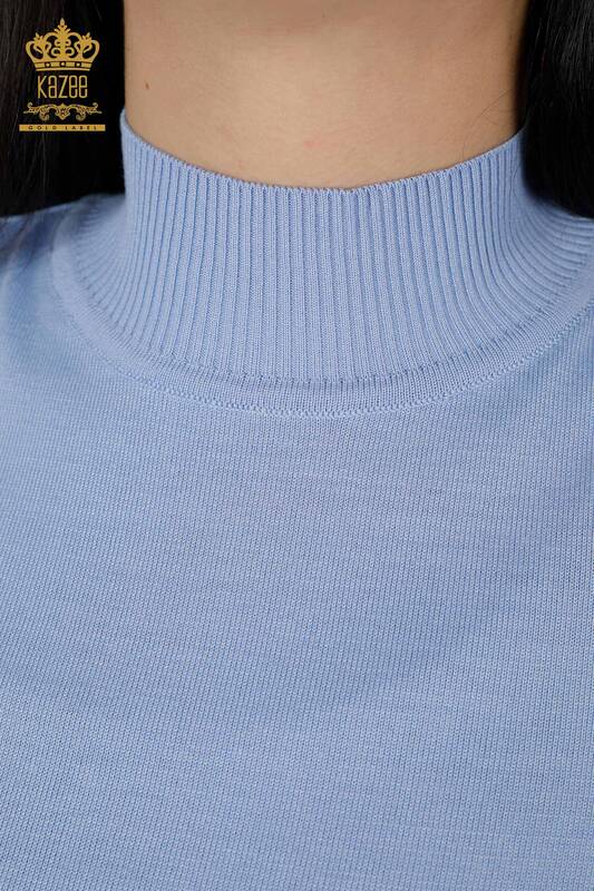 Venta al por mayor Suéter de Punto de Mujer Cuello Alto Viscosa Azul Claro - 16168 | kazee