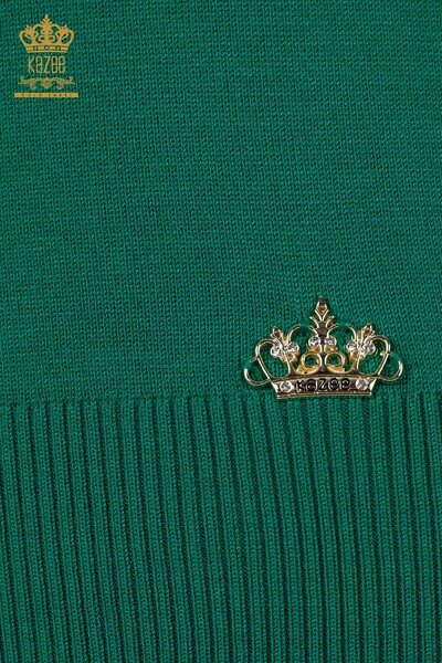 Venta al por mayor Suéter de Punto de Mujer Cuello Alto Viscosa Verde - 16168 | kazee - Thumbnail