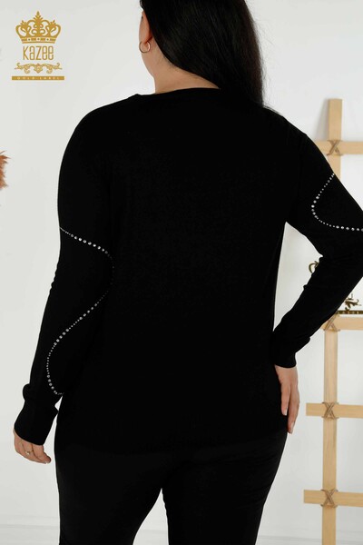 Venta al por mayor Suéter de Punto para Mujer - Cuello Redondo - Negro - 30157 | kazee - Thumbnail