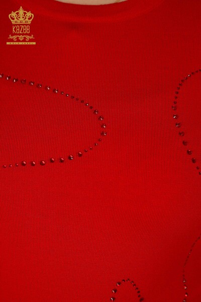 Venta al por mayor Suéter de Punto para Mujer - Cuello Redondo - Rojo - 30157 | kazee - Thumbnail