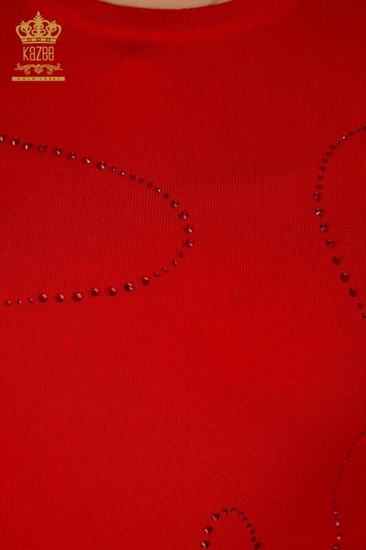 Venta al por mayor Suéter de Punto para Mujer - Cuello Redondo - Rojo - 30157 | kazee