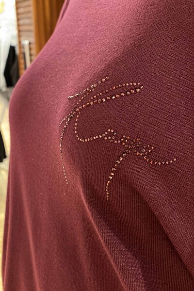Venta al por mayor de prendas de punto para mujer, suéter con rayas de piedra bordadas - 15814 | kazee - Thumbnail