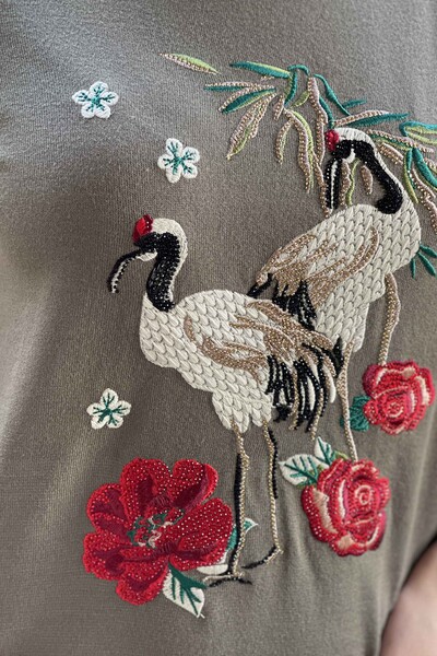 Venta al por mayor Mujeres de Punto Suéter Estampado Floral Manga Corta - 16600 | kazee - Thumbnail
