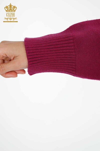 Venta al por mayor Suéter de Punto para Mujer Lados Tie-atado Estampado Básico - 30000 | kazee - Thumbnail