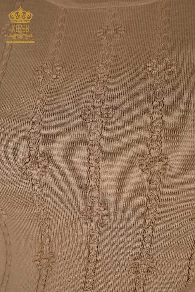 Venta al por mayor Suéter de Punto para Mujer Manga Corta Beige - 30129 | kazee - 3