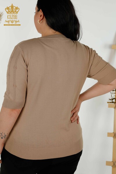 Venta al por mayor Suéter de Punto para Mujer Manga Corta Beige - 30129 | kazee - 7