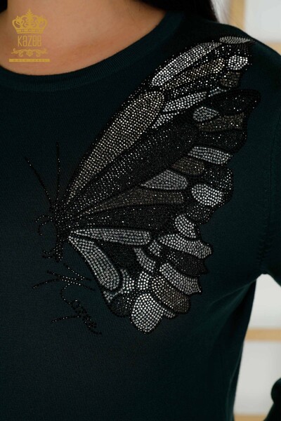 Venta al por mayor Suéter de punto para mujer con estampado de mariposas Nefti - 16958 | kazee - Thumbnail