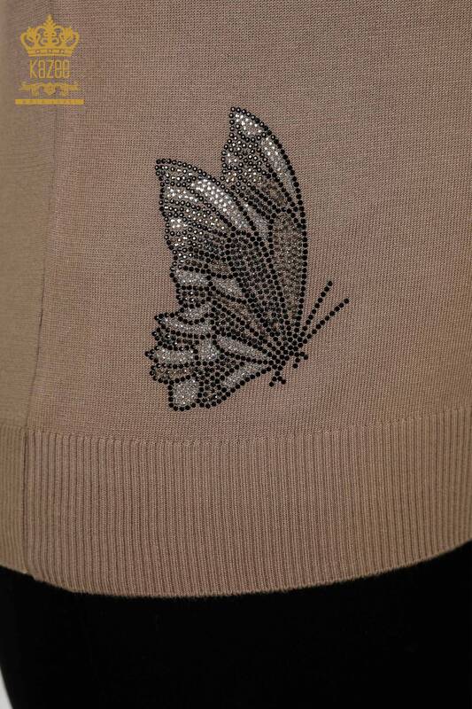 Venta al por mayor Suéter de punto para mujer con estampado de mariposas de visón - 16958 | kazee