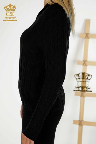 Venta al por mayor Suéter de Punto para Mujer - Cuello Polo - Negro - 30304 | kazee - Thumbnail