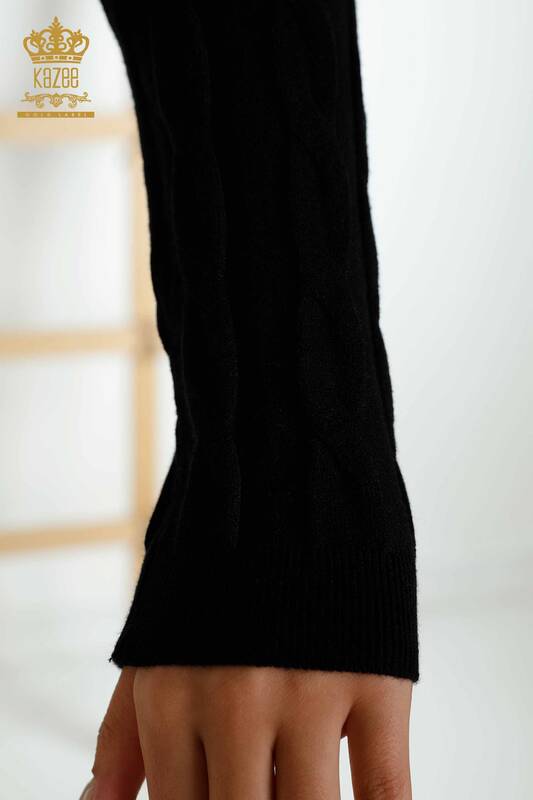 Venta al por mayor Suéter de Punto para Mujer - Cuello Polo - Negro - 30304 | kazee