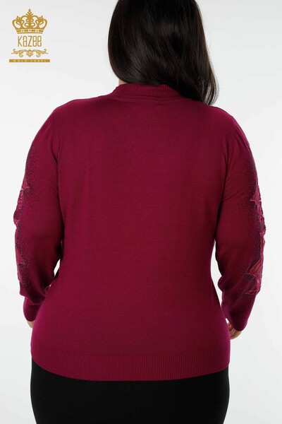 Venta al por mayor Suéter de Punto para Mujer con Estampado de Rosas Púrpura - 16832 | kazee - 8