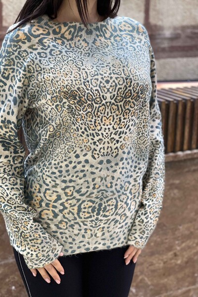 Venta al por mayor Prendas de punto para mujer Angora con estampado digital de leopardo - 18493 | kazee - Thumbnail