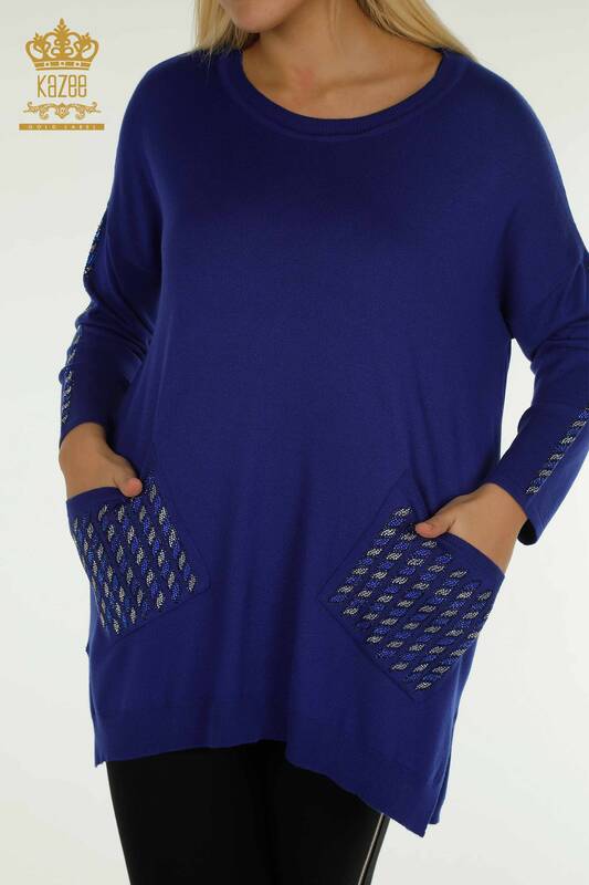 Venta al por mayor Suéter de Punto para Mujer con Detalle de Bolsillo Saks - 30591 | KAZEE