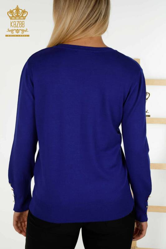 Venta al por mayor Saks detallados del botón del suéter de los géneros de punto de las mujeres - 30139 | KAZEE