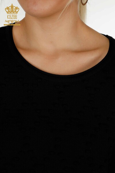 Venta al por mayor Suéter de punto para mujer con cuello redondo Negro - 16740 | KAZEE - Thumbnail