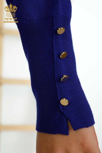 Venta al por mayor Suéter de punto para mujer con detalle de botón en el puño Saks - 30506 | KAZEE - Thumbnail