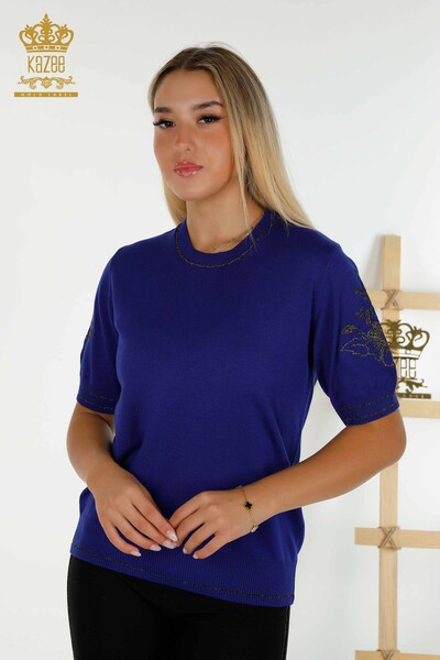 Venta al por mayor Saks bordados del hombro del suéter de los géneros de punto de las mujeres - 30498 | KAZEE - Thumbnail