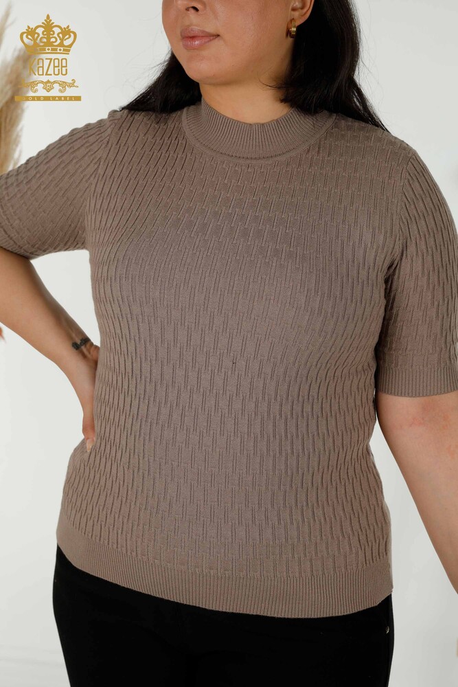 Venta al por mayor Mujeres de Punto Suéter Cuello Alto Mink - 30338 | kazee - 2