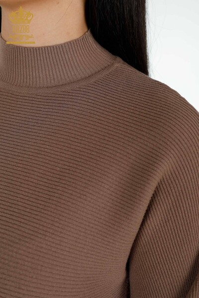 Venta al por mayor de prendas de punto para mujer, suéter, manga globo, visón - 15669 | kazee - Thumbnail