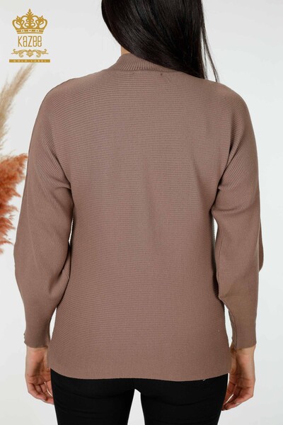 Venta al por mayor de prendas de punto para mujer, suéter, manga globo, visón - 15669 | kazee - Thumbnail