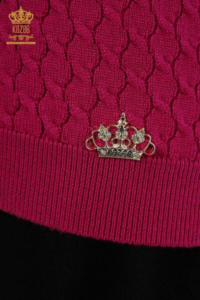 Venta al por mayor de Suéter de Punto para Mujer Modelo Americano Básico Púrpura - 30119 | kazee - Thumbnail