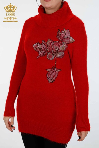 Venta al por mayor de prendas de punto para mujer, túnica con estampado de flores, piedra bordada - 18887 | kazee - Thumbnail