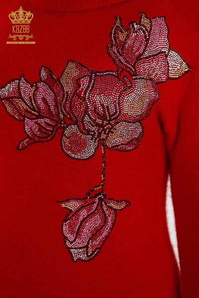 Venta al por mayor de prendas de punto para mujer, túnica con estampado de flores, piedra bordada - 18887 | kazee - Thumbnail