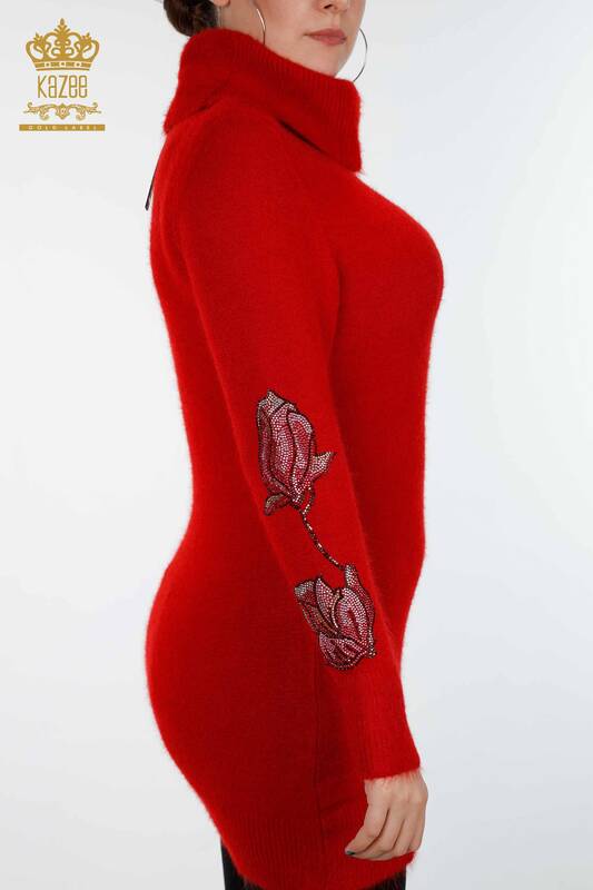 Venta al por mayor de prendas de punto para mujer, túnica con estampado de flores, piedra bordada - 18887 | kazee